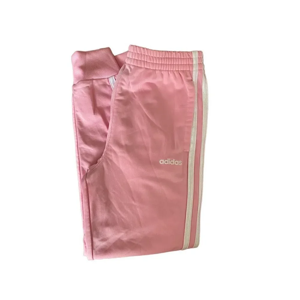 Adidas girls, youth pink white stripe jogger pants 6X